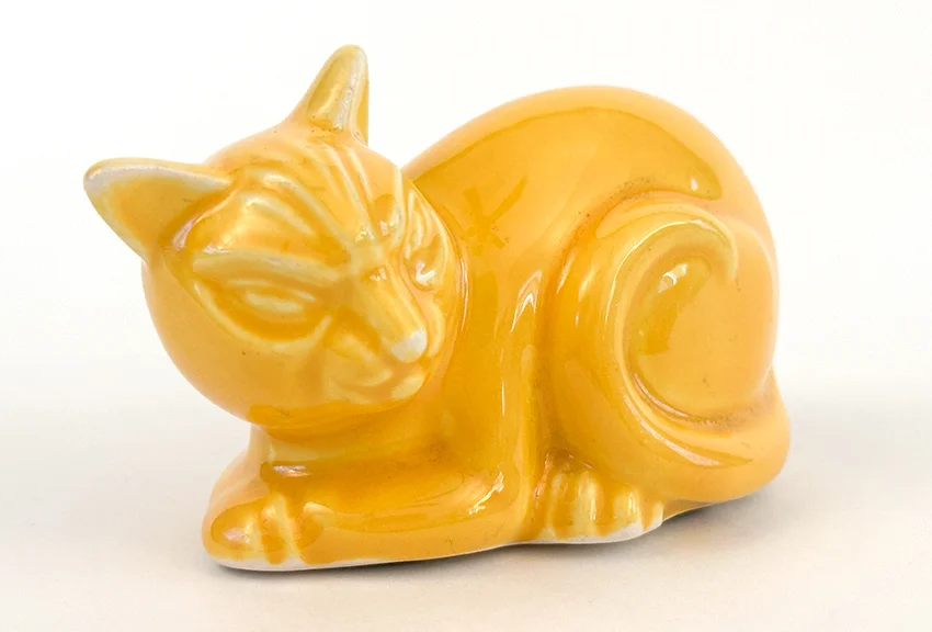 harlequin yellow cat novelty animal figurine