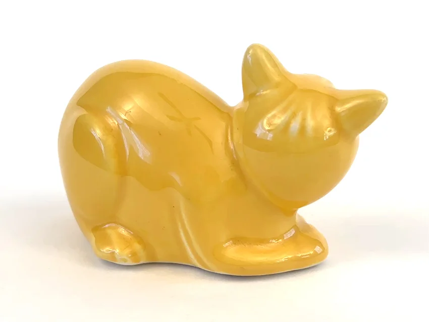 harlequin yellow cat novelty animal figurine