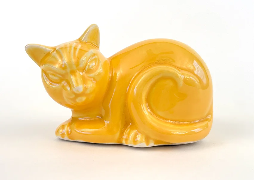 harlequin yellow cat novelty animal figurine