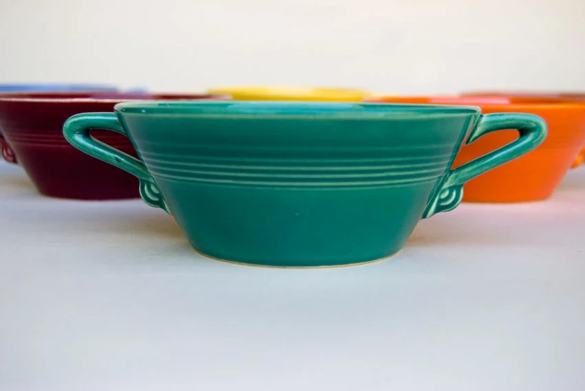 Spruce Green Harlequin cream soup bowl vintage 1940s dinnerware