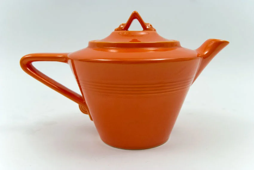 red vintage harlequin homer laughlin teapot for sale