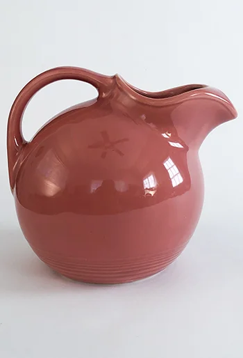 1940s rose colored vintage harlequin service water ball pitcher