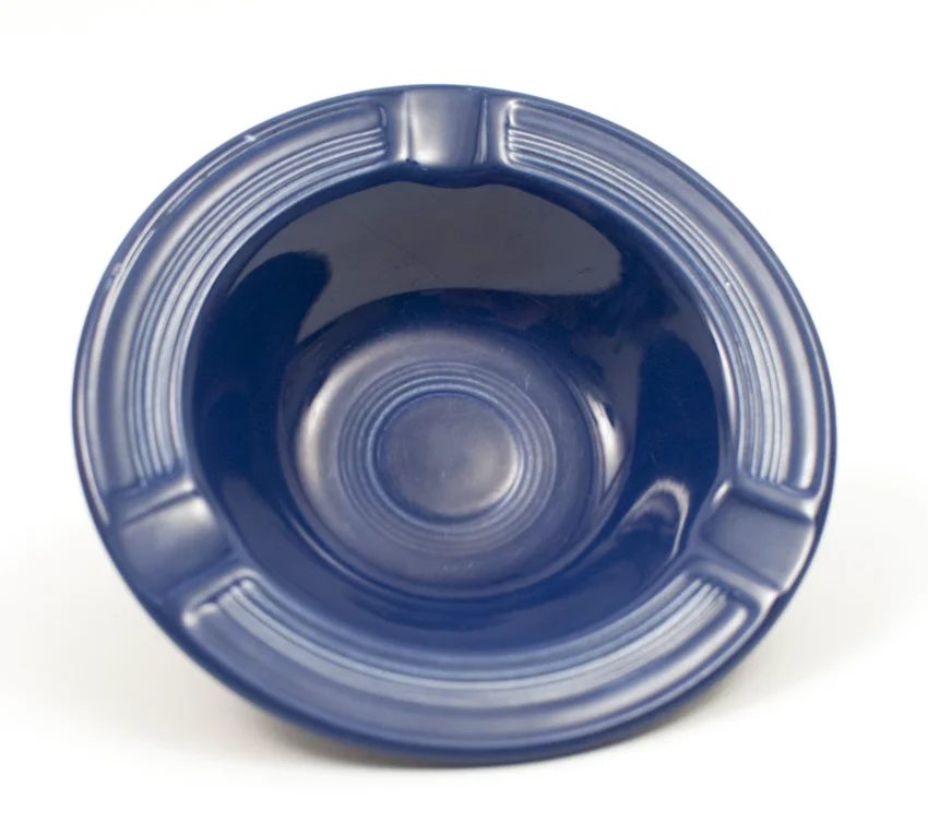 cobalt blue vintage fiesta ashtray early variation with bottom rings