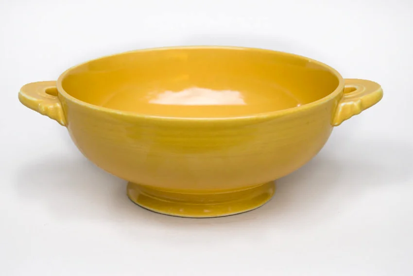 yellow vintage fiestaware cream soup bowl