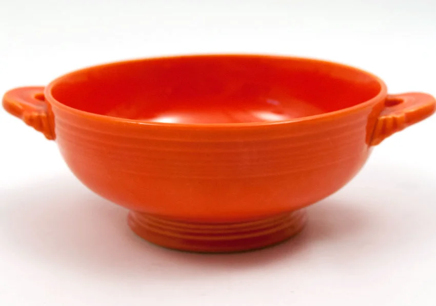 red vintage fiestaware cream soup bowl for sale