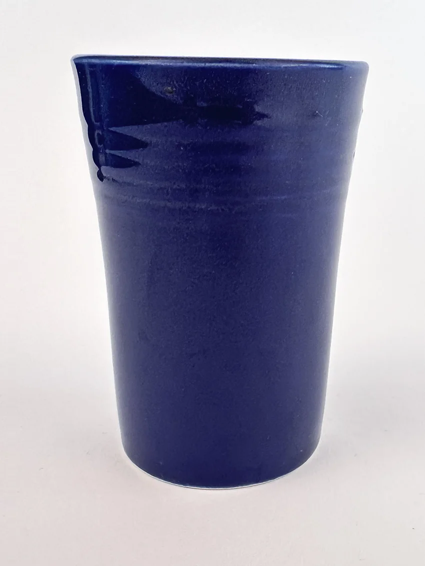 Cobalt blue vintage fiestaware juice tumbler from 1940s promotional campaign