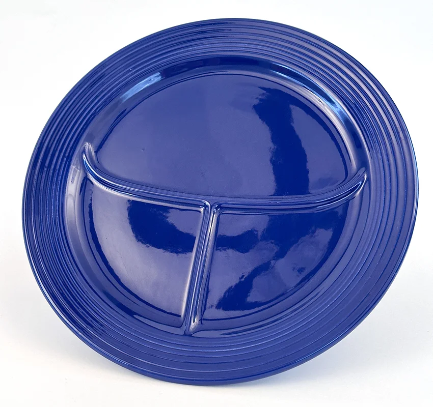 blue vintage fiestaware 12 inch divided compartment plate for sale