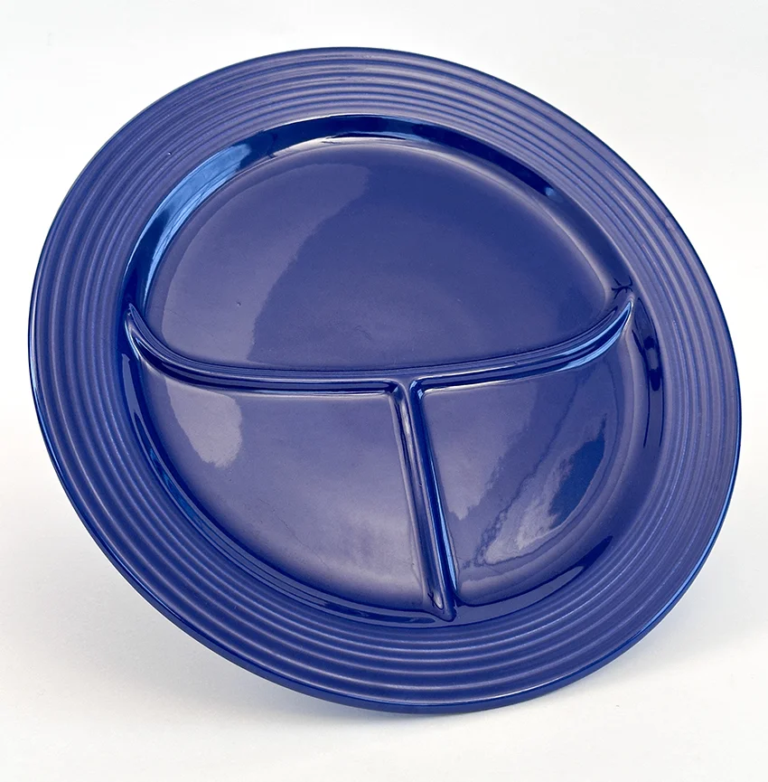 blue vintage fiestaware 12 inch divided compartment plate for sale