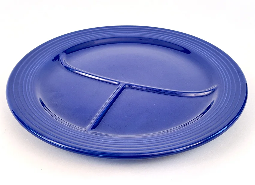 blue vintage fiestaware 12 inch divided compartment plate for sale