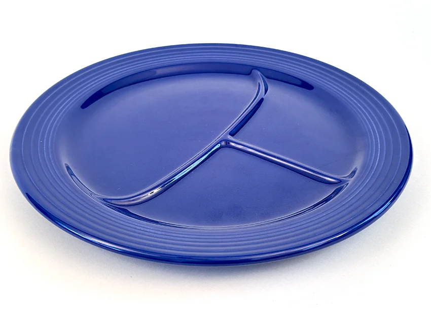 blue vintage fiestaware 12 inch divided compartment plate for sale