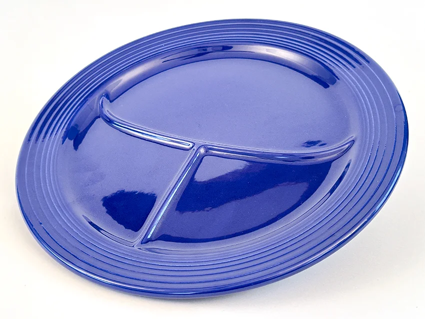 blue vintage fiestaware 12 inch divided compartment plate for sale