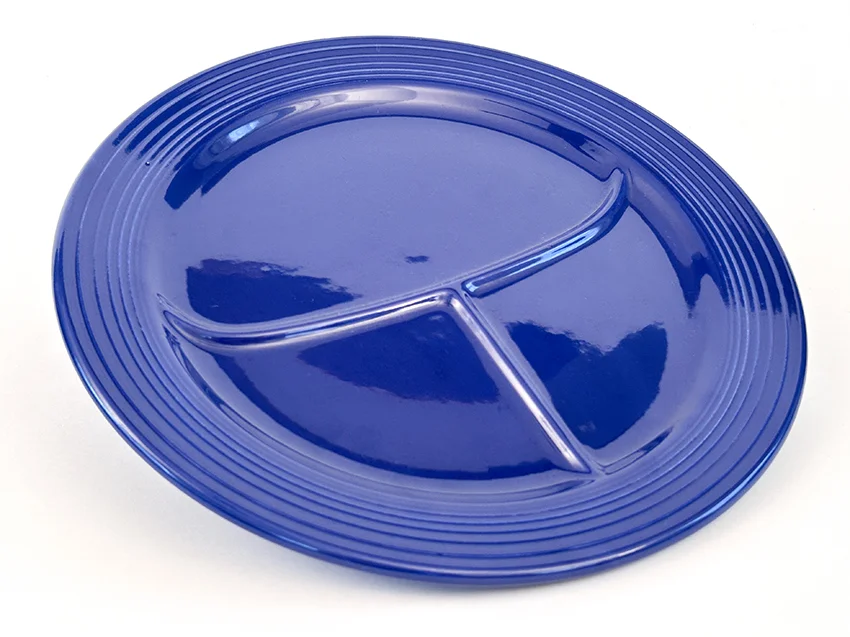 blue vintage fiestaware 12 inch divided compartment plate for sale