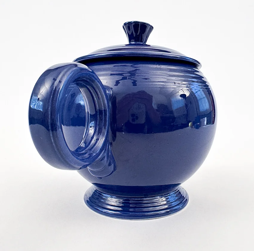 cobalt blue vintage fiestaware large ring handled teapot for sale