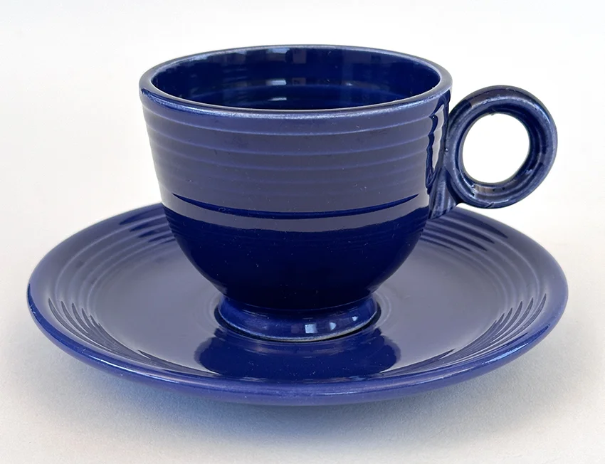 cobalt blue vintage fiestaware teacup and saucer set