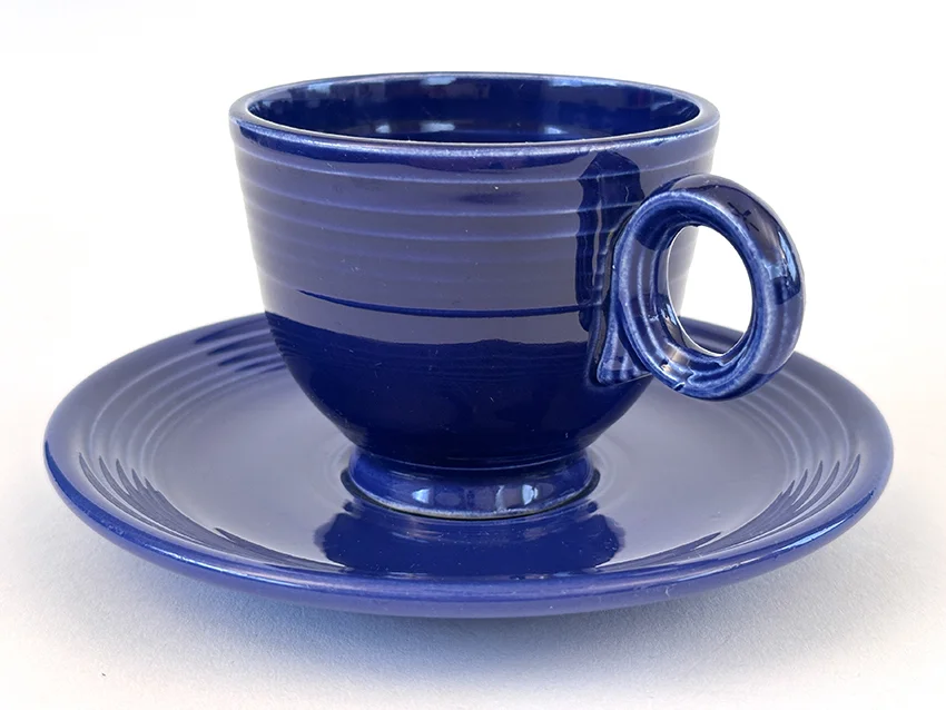 cobalt blue vintage fiestaware teacup and saucer set