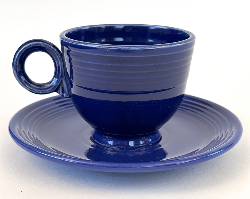 cobalt blue vintage fiestaware teacup and saucer set