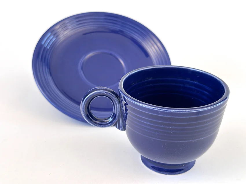 cobalt blue vintage fiestaware teacup and saucer set