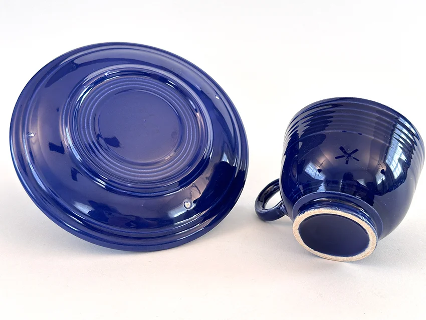 cobalt blue vintage fiestaware teacup and saucer set