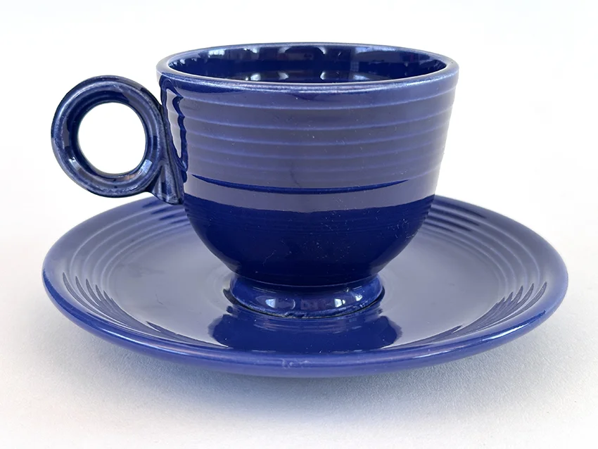 cobalt blue vintage fiestaware teacup and saucer set