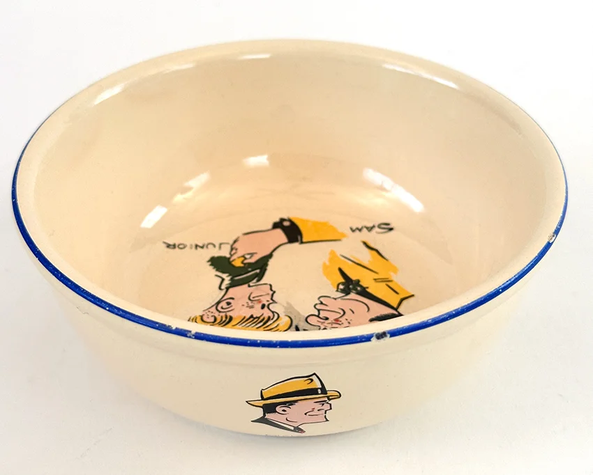 1950s Dick Tracy and the gang childs set ovaltine bowl made by homer laughlin for sears