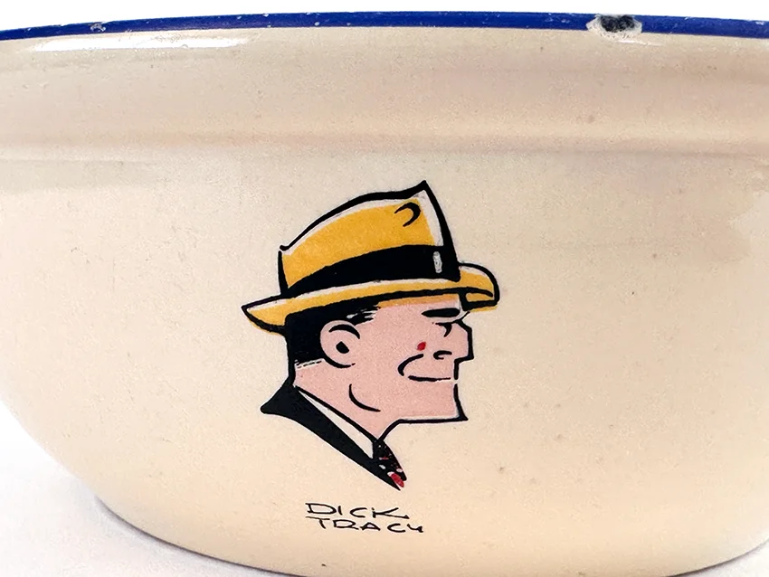 1950s Dick Tracy and the gang childs set ovaltine bowl made by homer laughlin for sears