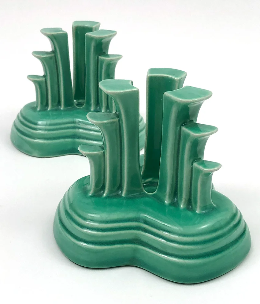 original green vintage fiestaware tripod candle holders for sale
