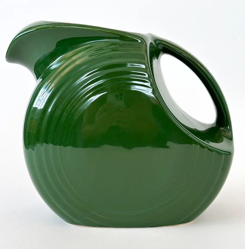 forest green 1950s vintage fiestaware color disk water pitcher