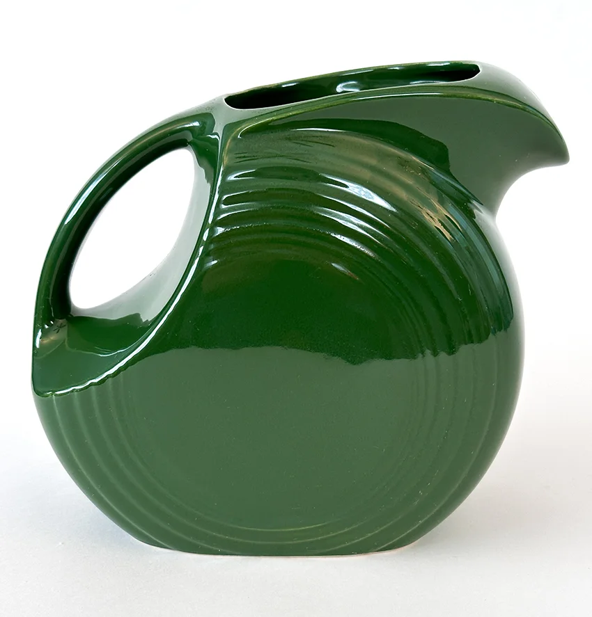 forest green 1950s vintage fiestaware color disk water pitcher