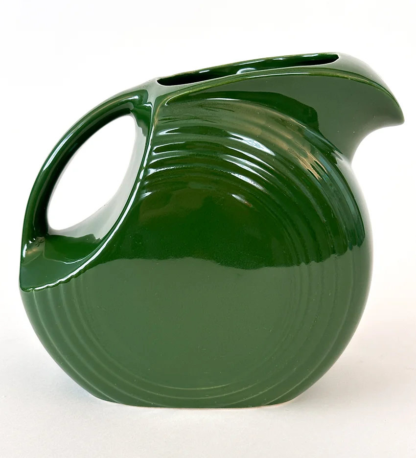 forest green 1950s vintage fiestaware color disk water pitcher