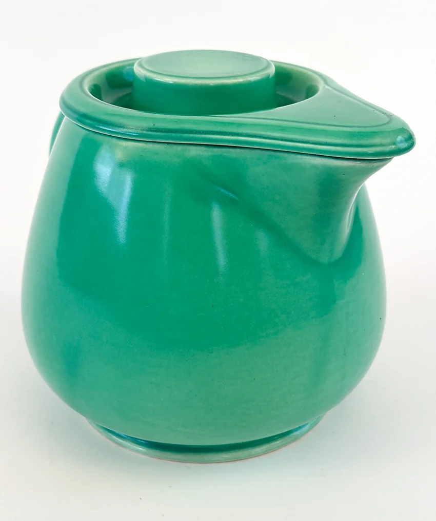 original green vintage fiesta kitchen kraft covered jug for sale