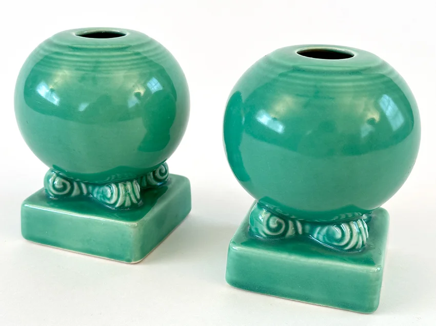 green vintage fiestaware bulb candle holders