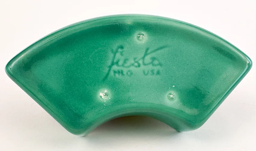 green vintage fiestaware embossed marked relish tray side insert