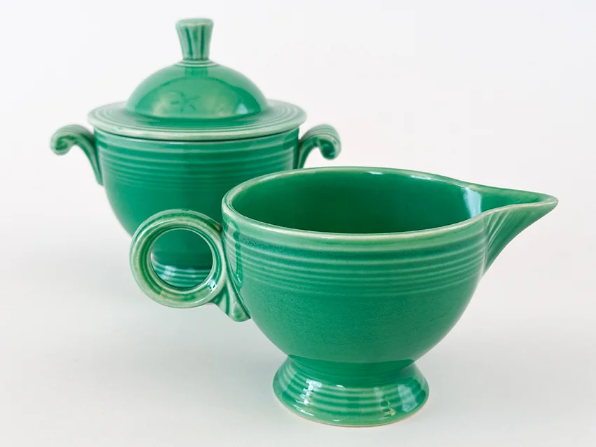 green vintage fiestaware sugar and creamer set for sale