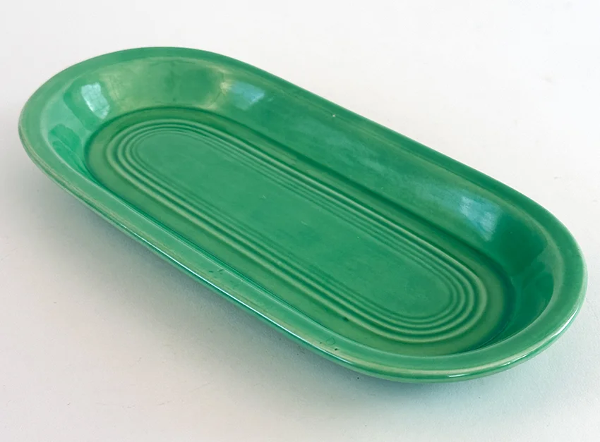 green vintage fiestaware utility tray for sale slip cast molded version