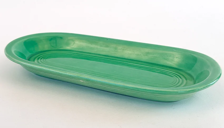 green vintage fiestaware utility tray for sale slip cast molded version