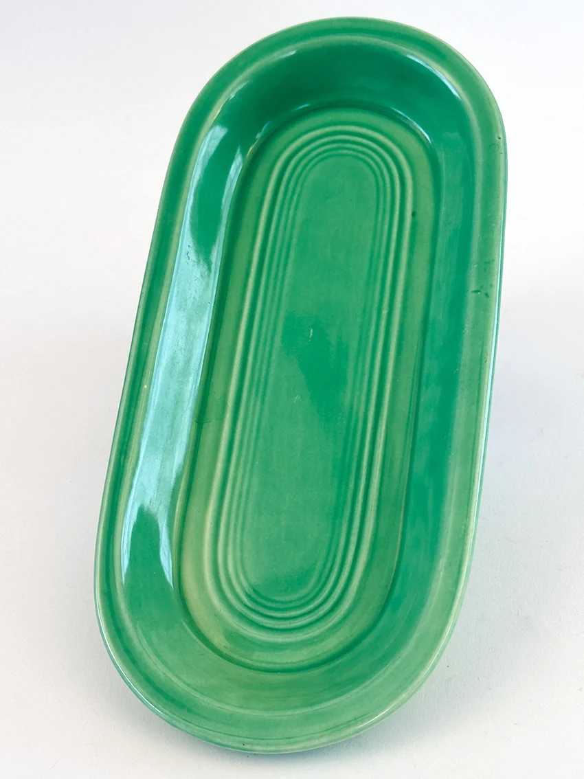 green vintage fiestaware utility tray for sale slip cast molded version