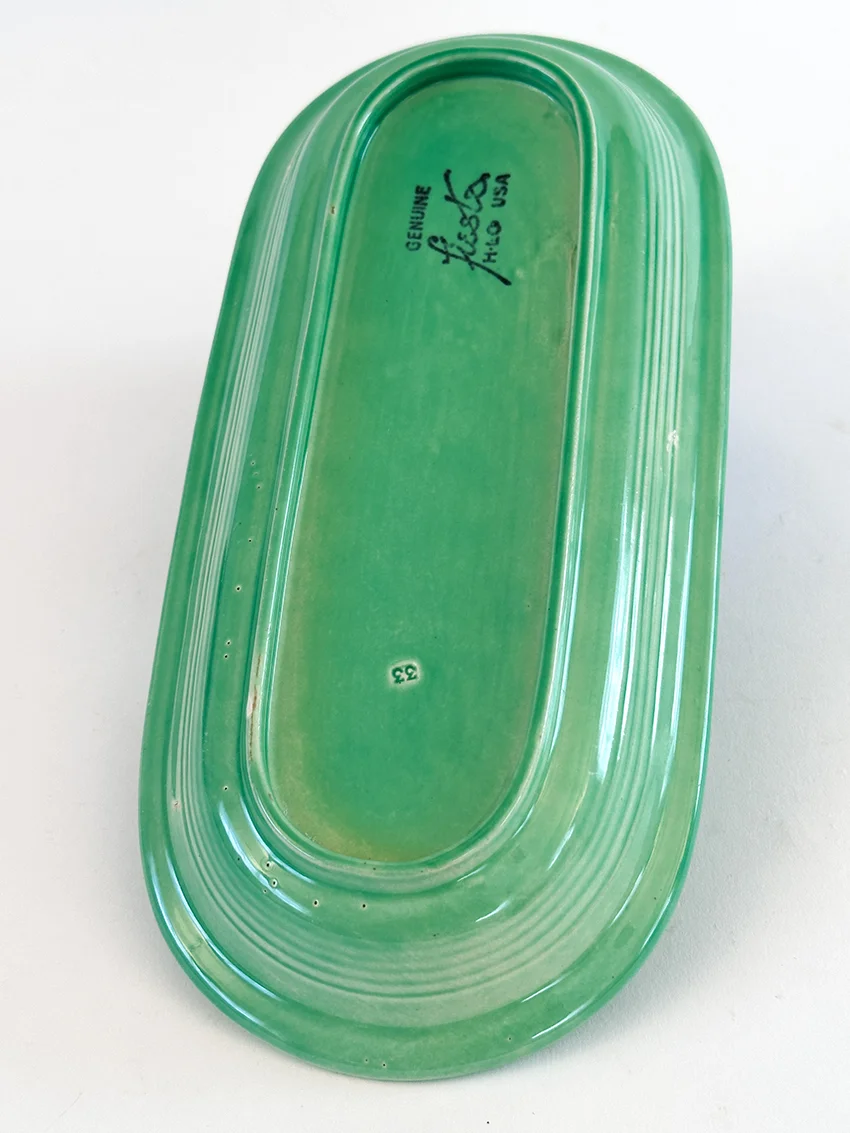 green vintage fiestaware utility tray for sale slip cast molded version