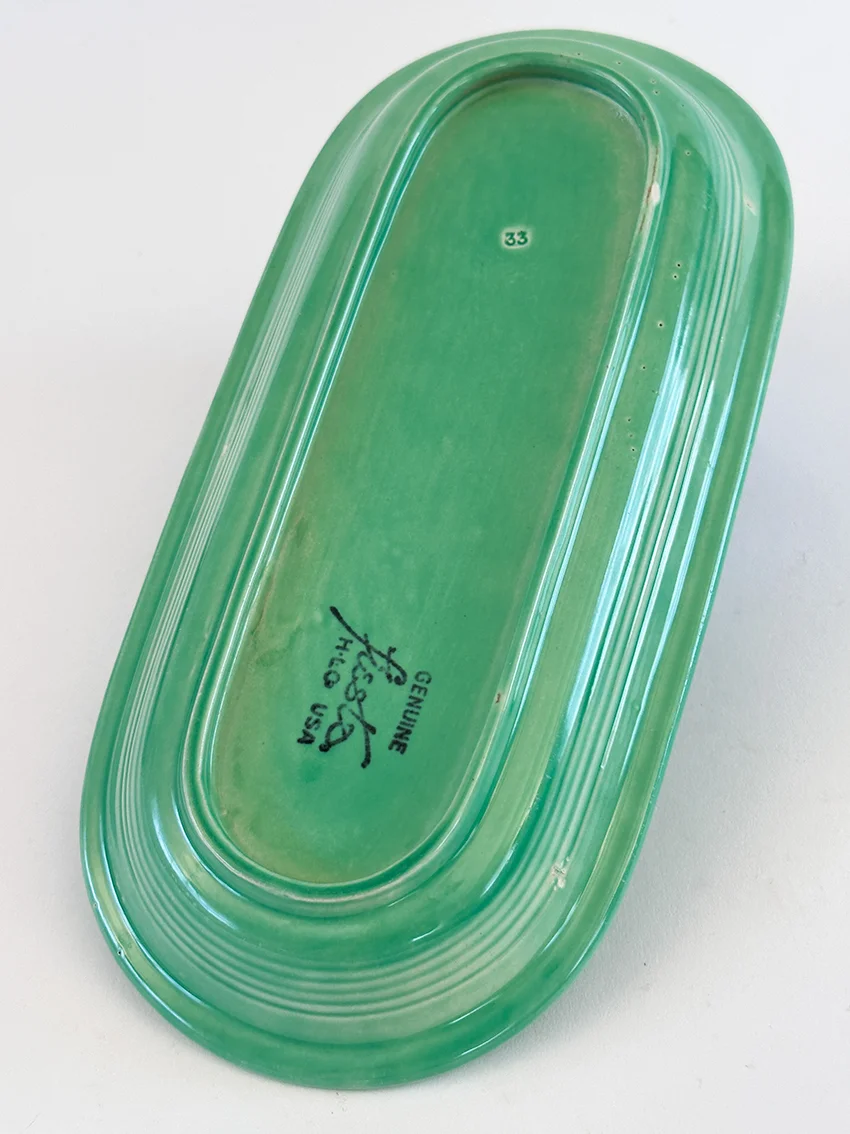 green vintage fiestaware utility tray for sale slip cast molded version