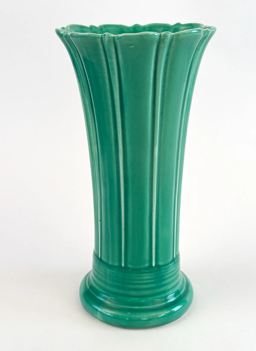 green vintage fiestaware 10 inch art pottery flower vase for sale rare antique fiesta tableware