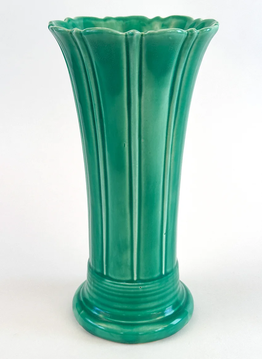 green vintage fiestaware 10 inch art pottery flower vase for sale rare antique fiesta tableware