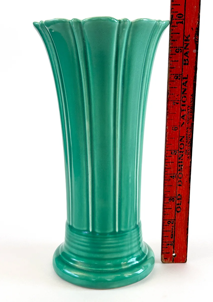 green vintage fiestaware 10 inch art pottery flower vase for sale rare antique fiesta tableware