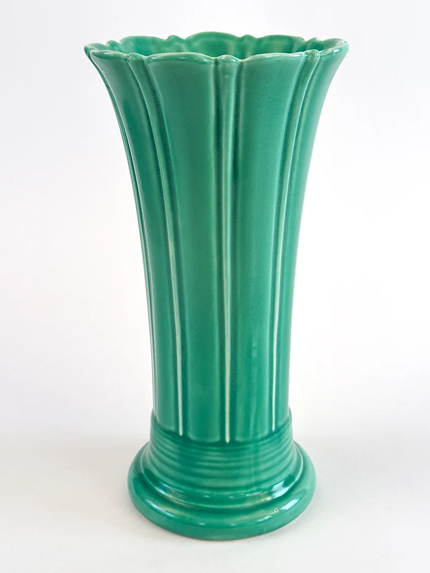 green vintage fiestaware 10 inch art pottery flower vase for sale rare antique fiesta tableware