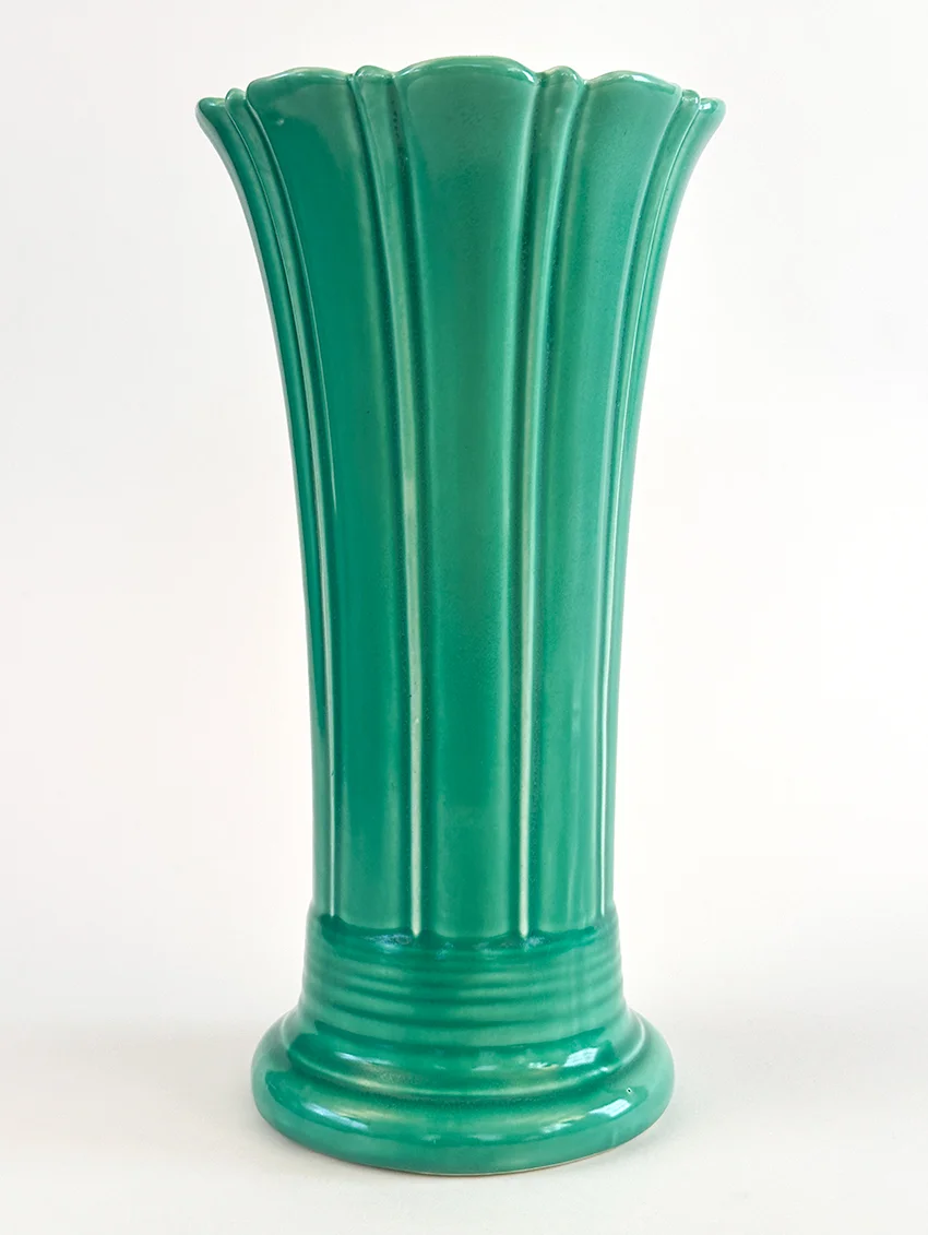 green vintage fiestaware 10 inch art pottery flower vase for sale rare antique fiesta tableware