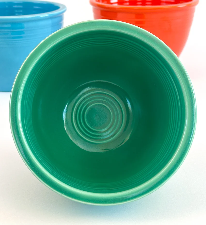 green fiesta mixing bowl number two size with inside bottom rings for sale