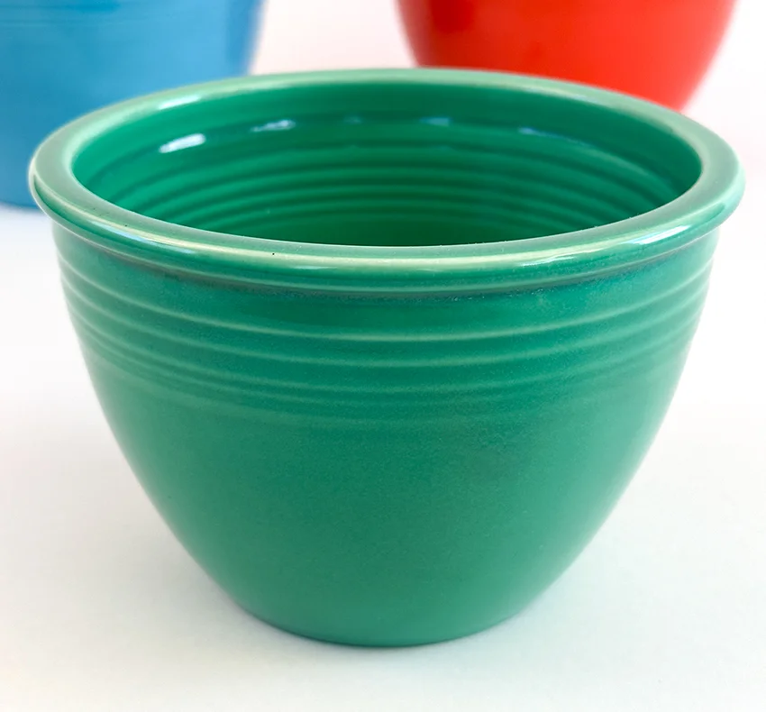 green fiesta mixing bowl number two size with inside bottom rings for sale