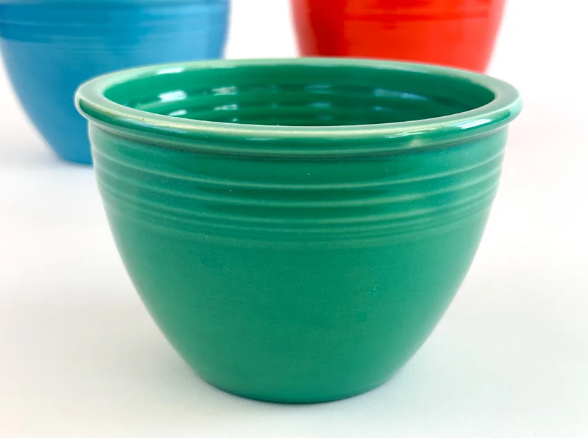 green fiesta mixing bowl number two size with inside bottom rings for sale