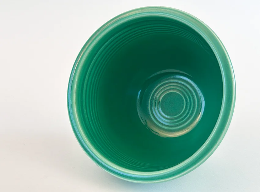 green fiesta mixing bowl number two size with inside bottom rings for sale