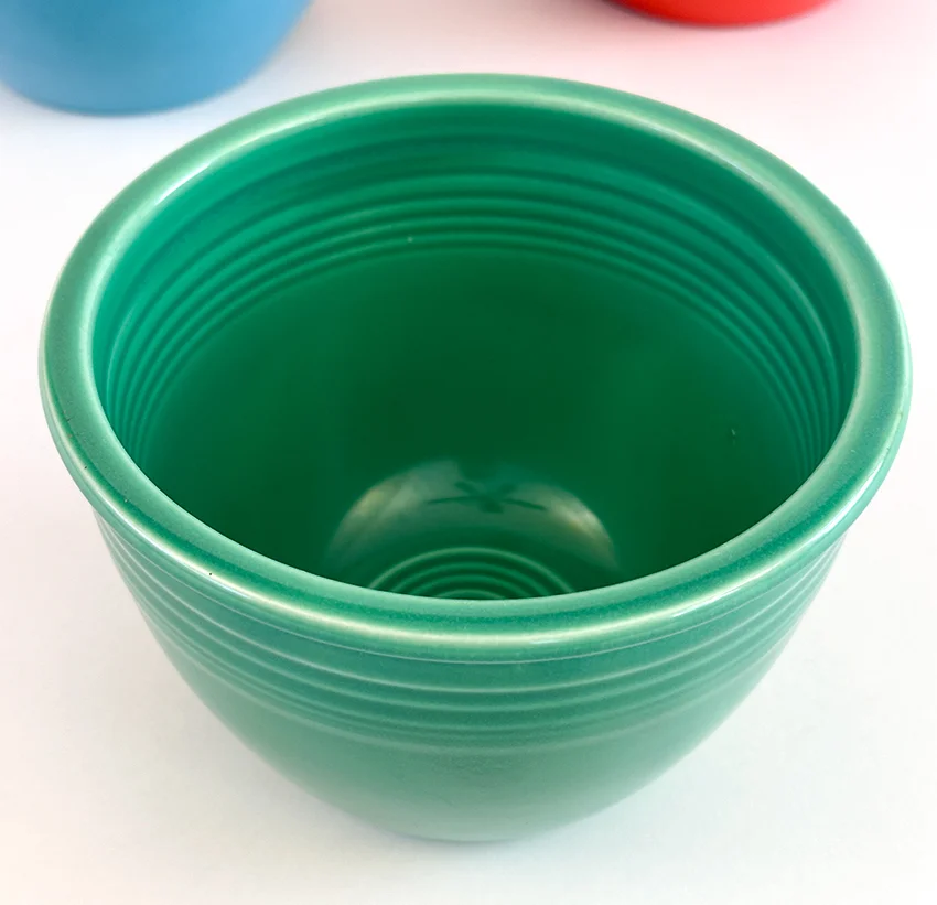 green fiesta mixing bowl number two size with inside bottom rings for sale