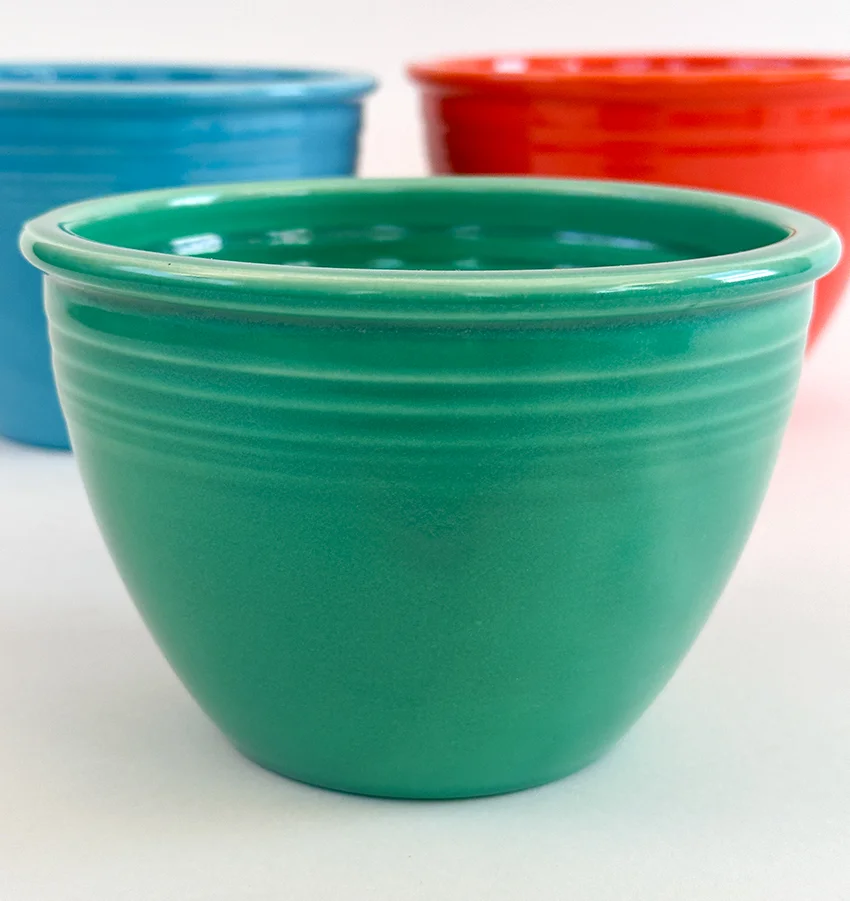 green fiesta mixing bowl number two size with inside bottom rings for sale