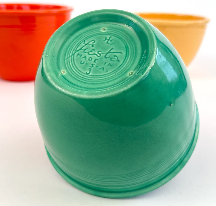 original green vintage fiestaware mixing bowl number three size for sale